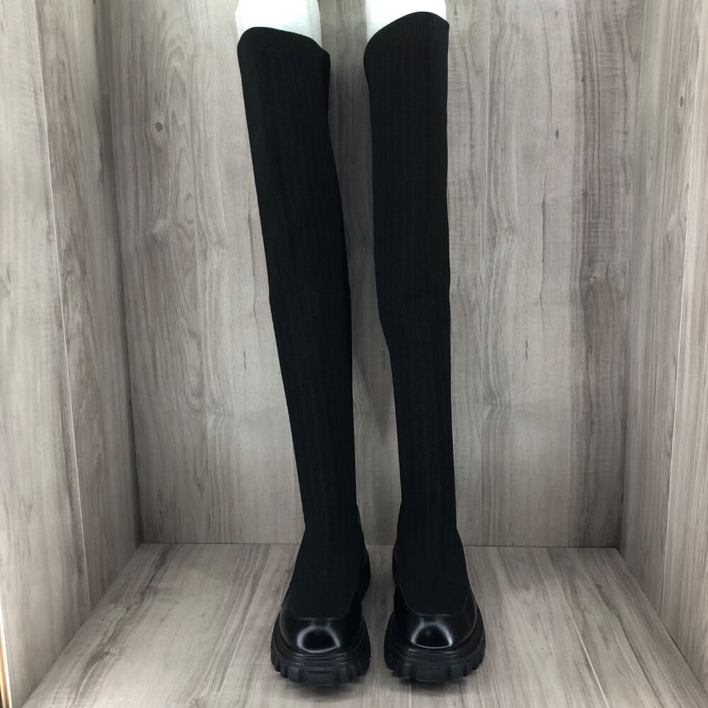 Cuccoo OTK Boots Women's EU 40 Black Sock Chunky Pull On Over The Knee Platform - Picture 6 of 12